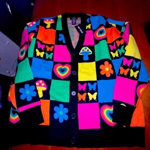 Women’s hot topic, pride, patchwork button front cardigan sweater